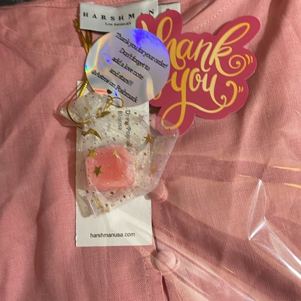Harshman Anthropologie Brand DREW POPOVER Soft Pink LINEN Blouse size small - Picture 12 of 12